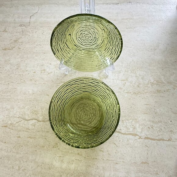 Vintage MCM Anchor Hocking Soreno Avocado Green Cereal Bowls 6" Set Of 4 Texture - Picture 4 of 6